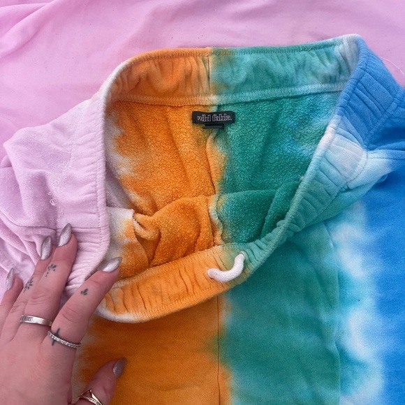 Wild Fable Women's Multicolor Tie Dye High Rise Fleece Bermuda Shorts - Picture 4 of 5
